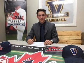 Ryan Barton signed with the Fanshawe College Falcons, where he will patrol the infield for the defending national college baseball champs. Bruce Heidman/The Sudbury Star/Postmedia Network
