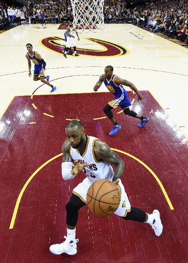 LeBron James #23 of the Cleveland Cavaliers gets the ball in the second half against the Golden State Warriors in Game 3 of the 2017 NBA Finals at Quicken Loans Arena on June 7, 2017 in Cleveland, Ohio. (Photo by Kyle Terada - Pool/Getty Images)