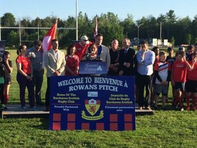 Rowan Stringer's family, MPP Lisa MacLeod and friends gather at Rowan's Pitch to celebrate the anniversary of Rowan's Law. LAUREN MALYK