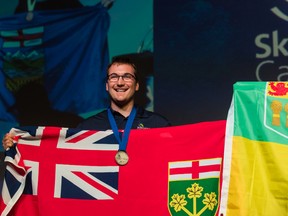 Maxime Marineau is all smiles after winning silver at the Canadian Skills Competition in Winnipeg, Manitoba. (supplied photo)