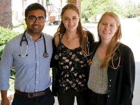 Chris Abbott/Tillsonburg News
Three students from University of Western Ontario's Schulich School of Medicine & Dentistry took part in Discovery Week at Tillsonburg District Memorial Hospital, May 29-June 1. From left are Herman Bami, Rebecca Shaw and Emily Stephenson.