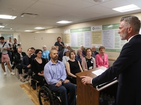 David Courtemanche, executive director of the City of Lakes Family Health Team, speaks at the officially opening of the team's Chelmsford clinic on Friday. John Lappa/The Sudbury Star/Postmedia Network