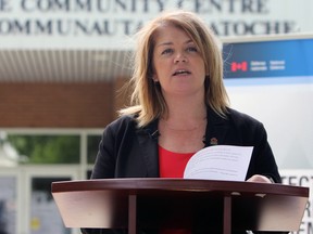 Sherry Romanado, parliamentary secretary to the minister of veterans affairs and associate minister of national defence announces new funding at the Military Family Resource Centre on CFB Kingston on Friday. (Steph Crosier/The Whig-Standard)