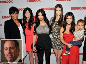 Jerry Seinfeld (inset) is not a fan of the Kardashians, seen here posing at The Sunset Tower Hotel on April 11, 2011 in West Hollywood, Calif. (Alex Wong/Toby Canham/Getty Images)