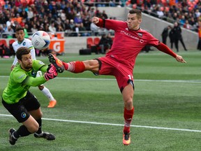 Ottawa Fury forward Carl Haworth, seen here in action last season, could play on Saturday after being out since March due to an ankle injury. Postmedia files