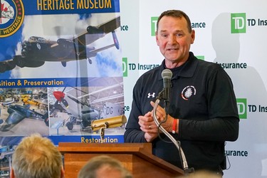 Retired Canadian Forces warrant officer Tom Martineau spoke about his time in Bosnia-Herzegovina during the annual lunch at Beacon Hall’s Soldier On to St. Andrews golf tournament. (Jon McCarthy/Toronto Sun)