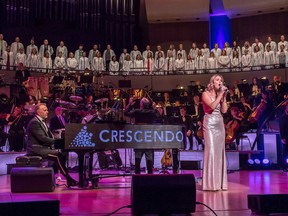 Michelle Rushfeldt performs with John Cameron, left, during the Crescendo concert at the Winspear Centre in Edmonton, AB, on Friday, June 9, 2017. Rob Hislop Photography