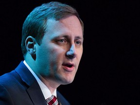 Brad Trost speaks during a federal Conservative Party leadership debate in Vancouver on Feb. 19, 2017. THE CANADIAN PRESS/Darryl Dyck