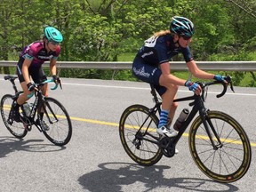 Greater Sudbury's Emily Marcolini (right) takes part in the Bristol Mountain road race in New York state two weeks ago. Supplied photo