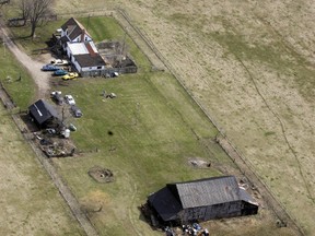 An aerial view of the Shedden-area farm of Wayne Kellestine, where the Bandidos biker executions occurred. (London Free Press file photo)