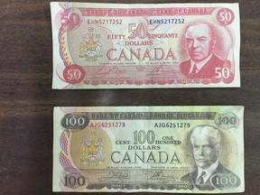 St. Thomas police released a photo of these two counterfeit bills in March after rash of counterfeit cases in the city.