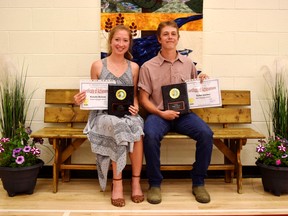 The female character award was presented to Natalie Krizan (left). Tyler Gerber won the male character award.