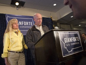 Republican Greg Gianforte speaks to supporters after being declared the winner at a election night party for Montana's special House election against Democrat Rob Quist at the Hilton Garden Inn on May 25, 2017 in Bozeman, Montana. (Photo by Janie Osborne/Getty Images