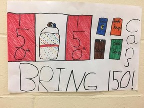 Advertising a can initiative influenced by Canada’s 150th festivity, here is a picture made by students at St. James Catholic School in Seaforth.
