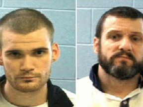 This photo combo shows undated photos by the Georgia Department of Corrections of inmate Ricky Dubose (left) and Donnie Russell Rowe on Tuesday, June 13, 2017. Authorities say Dubose and Rowe escaped after killing two prison guards during a bus transport in Georgia. (Georgia Department of Law Enforcement via AP)