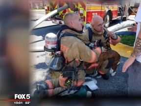 A dog was treated for smoke inhalation after a house in Maryland caught fire while its owner was away. Firefighters believe the fire was caused by a vape pipe that one of the owner's dogs was playing with. (Fox5 screengrab)