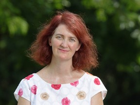 Writer Emma Donoghue talks about literature and other pursuits Thursday at Wolf Performance Hall. (Dave Chidley, The Canadian Press)