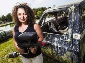 Marie Longtin, manager at Commando Paintball in Naval where a tournament Sunday was marred by a 'horrible person' who is suspected to have loaded his paintball marker (gun) with marbles. DARREN BROWN /POSTMEDIA