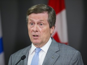 Toronto Mayor Tory said Tuesday that he would support additional police and municipal bylaw enforcement when it comes to dispensaries which have sprung up around the city since the Trudeau government announced it would legalize marijuana. (ERNEST DOROSZUK/TORONTO SUN)
