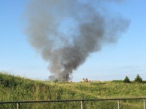 Crews battle blaze in southwest corner of #ldnont landfill on Manning Dr. (Twitter.com/JenBieman)