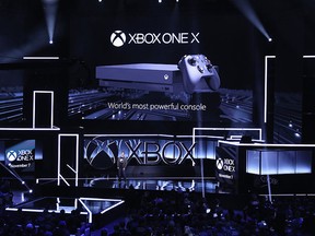Xbox chief Phil Spencer introduces the Xbox One X during the Microsoft Xbox E3 briefing at the Galen Center on June 11, 2017 in Los Angeles.   (Christian Petersen/Getty Images)