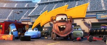 CARS 3 (Pictured L-R) - Guido, Sally, Sarge, Mater and Luigi. Disney•Pixar’s “Cars 3” opens in theatres on June 16, 2017. © 2017 Disney•Pixar. All Rights Reserved.