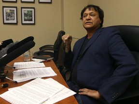 Churchill Mayor Michael Spence addresses the closure of the Hudson Bay rail line at the Manitoba Chamber of Commerce office on Portage Avenue in Winnipeg on Wed., June 14, 2017. Kevin King/Winnipeg Sun/Postmedia Network