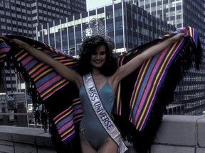 Karen Baldwin attends Miss Universe Press Conference on August 3, 1982 at the Hallaoran House Hotel in New York City. (Getty Images)