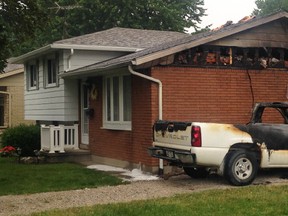 Wallaceburg firefighters attended a fire in the early morning hours on Thursday, June 15 at a house at 1502 Gordon Street. Both a truck in the driveway and the side of house went up in flames.