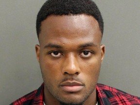This June 15, 2017 photo made available by the Orange County Sheriff's Office shows Cyle Larin. The Florida Highway Patrol says the 22-year-old Larin was arrested early Thursday, after driving the wrong way on an Orlando street.(Orange County Sheriff's Office via AP)