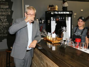 Timmins-James Bay MP Charlie Angus was in Timmins on Thursday to consult supporters as he continues on the national NDP leadership race. Angus dropped in at the Full Beard Brewing Company location on Wilson Avenue where he held a news conference with local reporters. LEN GILLIS / Postmedia Network
