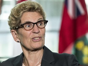 Premier Kathleen Wynne speaks during an event at the Air Canada Centre on Wednesday, June 14, 2017. (CRAIG ROBERTSON/TORONTO SUN)