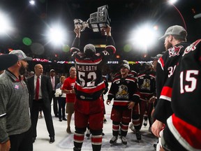 Winnipegger Dylan McIlrath played for five teams in the 2016-17 season but ended up capturing the Calder Cup with the Grand Rapids Griffins. SAM IANNAMICO/Grand Rapids Griffins
