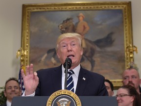 U.S. President Donald Trump speaks in the Roosevelt Room of the White House in Washington, Thursday, June 15, 2017. (AP Photo/Susan Walsh)
