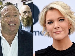 "Infowars" host Alex Jones, left, will appear on Megyn Kelly's NBC newsmagazine on Sunday. (Tamir Kalifa/Austin American-Statesman via AP, File)