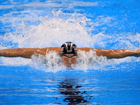 Michael Phelps of the United States competes in the Men's 4 x 100m Medley Relay Final on Day 8 of the Rio 2016 Olympic Games at the Olympic Aquatics Stadium on August 13, 2016 in Rio de Janeiro, Brazil. (Photo by Tom Pennington/Getty Images)