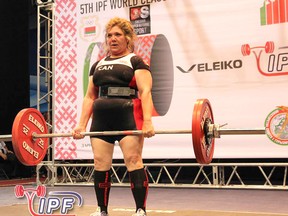 Janine Frayne travelled to Belarus last week to represent Canada and compete in the World Classic Powerlifting Competition – and the Petrolia resident is bringing home a silver medal. (Handout)
