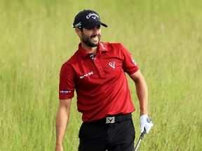 Adam Hadwin of Canada plays his shot on the first hole during the second round of the U.S. Open at Erin Hills on June 16, 2017. (Richard Heathcote/Getty Images)