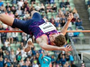 Derek Drouin of Corunna competes in the men's high jump at the Diamond League's Bislett Games in Oslo, Norway, on Thursday, June 15, 2017.  (TERJE PEDERSEN/NTB scanpix via The Associated Press)