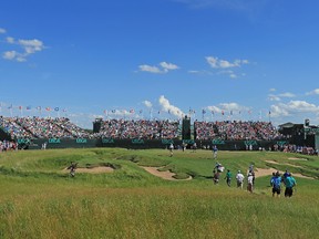 Twisted, narrow bunkers, unplayable lies, and small nooks and crannies; if you’re having a bad day at Erin Hills, Wisc., there’s no bottom in this ninth. (Getty Images)