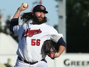 Zach Nuding takes the mound for the Goldeyes Saturday. (Kevin King/Winnipeg Sun)