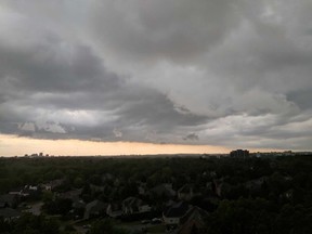 The skies over London looked ominous amid an Environment Canada tornado warning Saturday afternoon. (submitted photo)