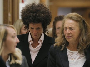 Accuser Andrea Constand reacts after leaving the courtroom following the fifth day of deliberations in Bill Cosby's sexual assault trial at the Montgomery County Courthouse on June 16, 2017 in Norristown, Pennsylvania. The jury is attempting to break its deadlock and reach a unanimous decision on any of the three counts of aggravated indecent assault the comedian faces. (Photo by Lucas Jackson-Pool/Getty Images)