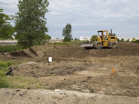 Industrial construction has begun on a parcel of land at the north-east corner of Veteran's Memorial Parkway and Oxford St. (DEREK RUTTAN, The London Free Press)