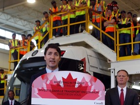 Prime Minister Justin Trudeau is pictured in this file photo June 16, 2017 announcing that the federal government will contribute more that $1 billion to the second phase of Ottawa's light rail project in Ottawa. (THE CANADIAN PRESS/Fred Chartrand)