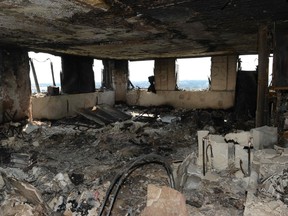 Handout picture released by the Metropolitan Police showing the inside of the Grenfell Tower in west London on June 16, 2017 after a fire engulfed the 24-storey building on Wednesday .