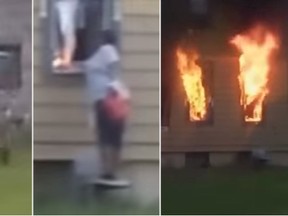 Cellphone video captures the moment a woman sets a house ablaze.