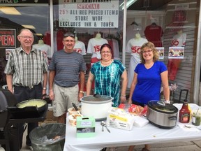 From the left, Gerald Martene, Pete Martene, Sandy Morey and Tammy Martene. Pete’s Office Pro & P & T Fashions celebrated their 25th anniversary last Friday. (Submitted photo)