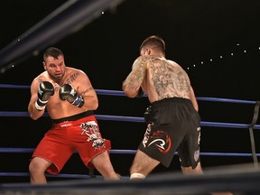 Tim Hague (left) during the KO 79 boxing event at the Shaw Centre in Edmonton, June 16, 2017. Ed Kaiser/Postmedia