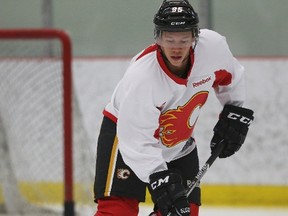 Spencer Foo during the Flames' development camp in Calgary on July 5, 2016.